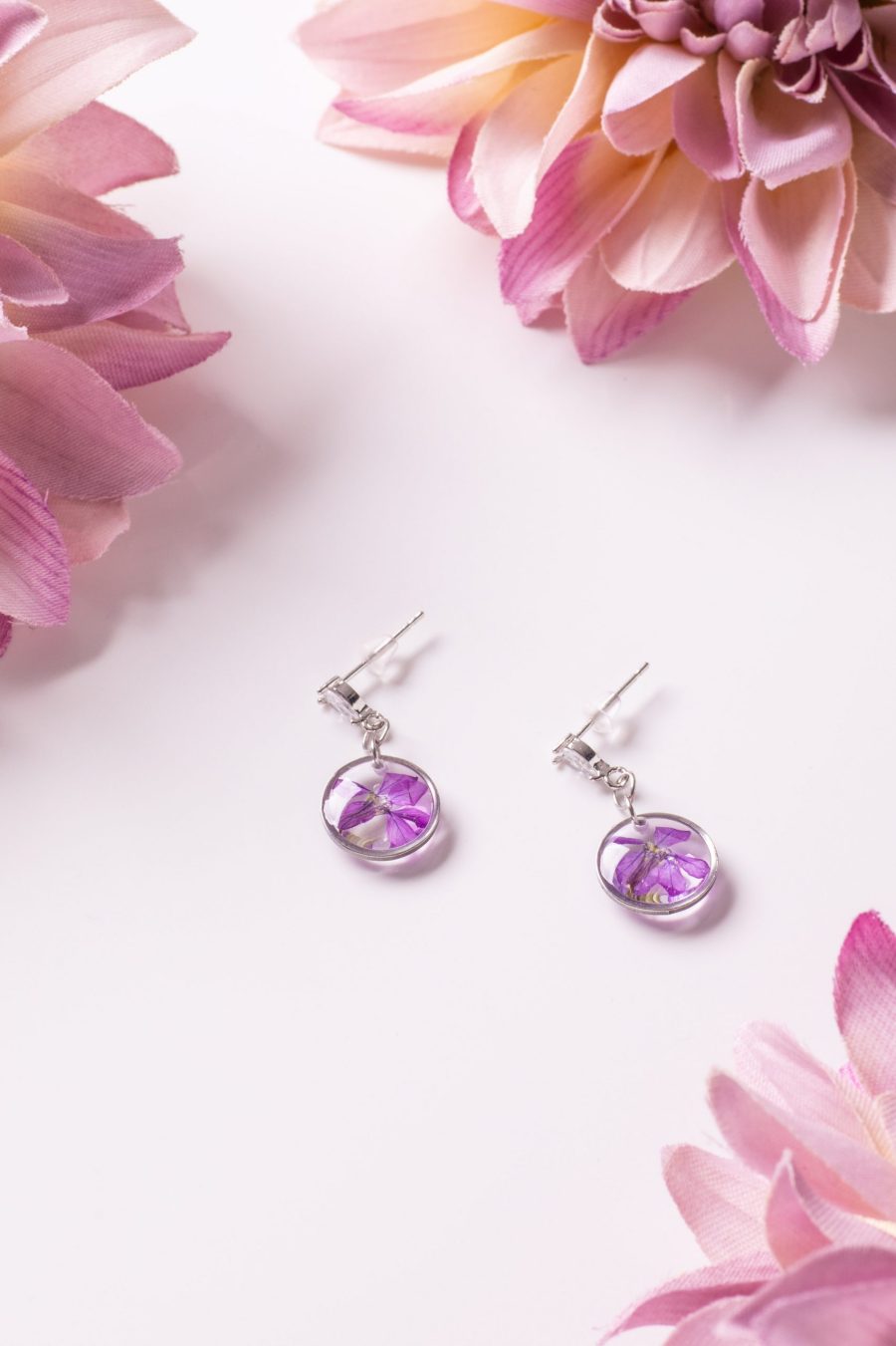 Ohrhänger Resin Kreis Silber Lila Myrthe