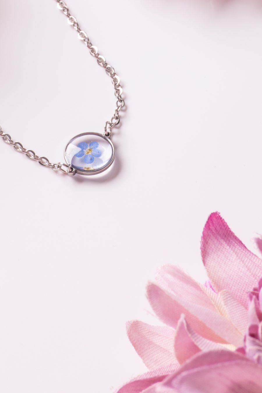 Armband Resin Silber Blau Vergissmeinnicht