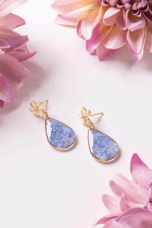 Ohrhänger Resin Tropfen mittel Silber Blau Vergissmeinnicht