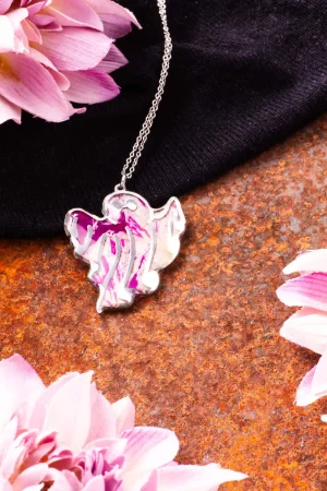 Anhänger Resin Weiß Silber Lila Rose