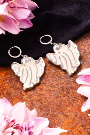 Ohrhänger Resin Weiß Silber Rose