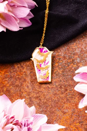 Anhänger Resin Weiß Lila Gold Rose