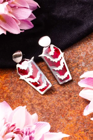 Ohrhänger Resin Silber Rot Geranie