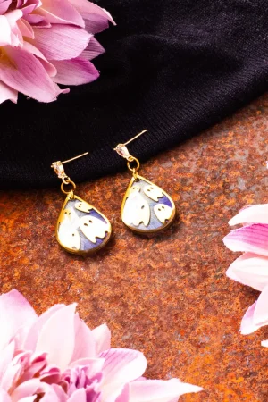 Ohrhänger Resin Tropfen Geister Lila Gold Veilchen