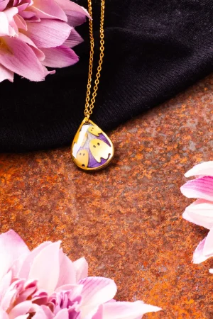 Anhänger Resin Tropfen Geister Lila Gold Veilchen